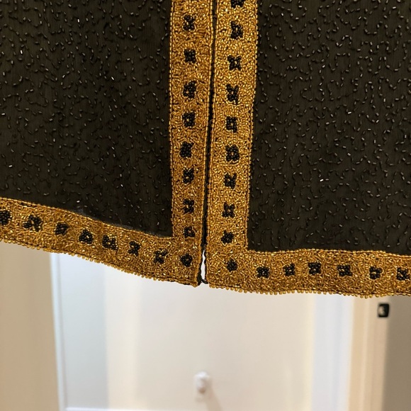 Vintage Stenay 100% Silk Black Gold Beaded Long Sleeve Blouse Evening Elegant LG - Picture 2 of 13